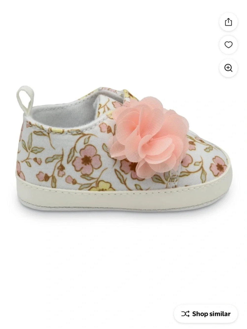 Carter's Child Of Mine White Floral Pink Chiffon Flower Baby Girl Slip-On Shoes